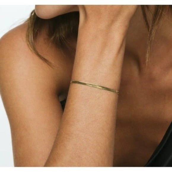 Classic Herringbone Bracelet Beautiful Gold Stacking Bracelet WATERPROOF Jewelry - Picture 6 of 12